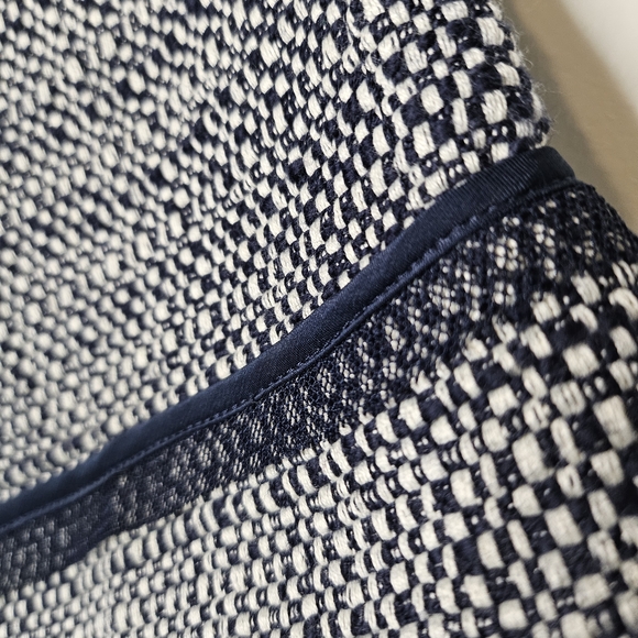 Magaschoni Navy White Tweed Textured Short Sleeve Lace Trimmed Mini Dress Size 6 - Picture 5 of 15